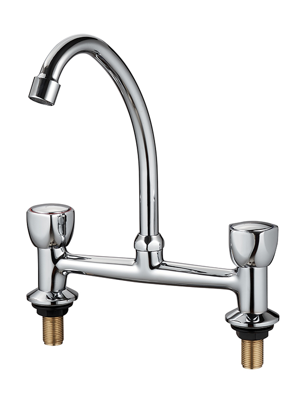 N06 Double Handle Brass Wall Kitchen Mixer