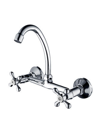 N05 Double Handle Brass Wall Kitchen Mixer