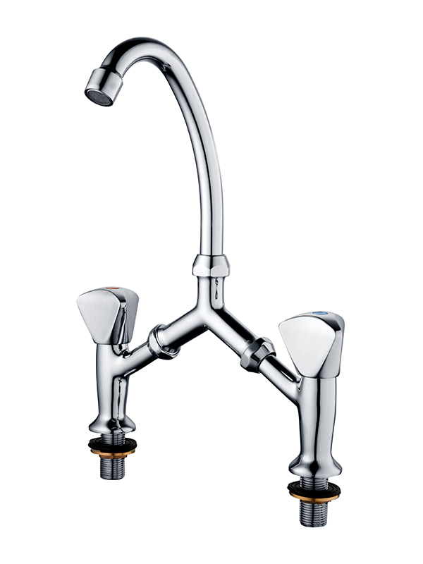 ZD53-05E Double Handle Brass Wall Kitchen Mixer