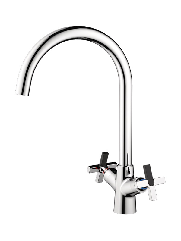 ZD63-04 Double Handle Brass Vertical Kitchen Mixer